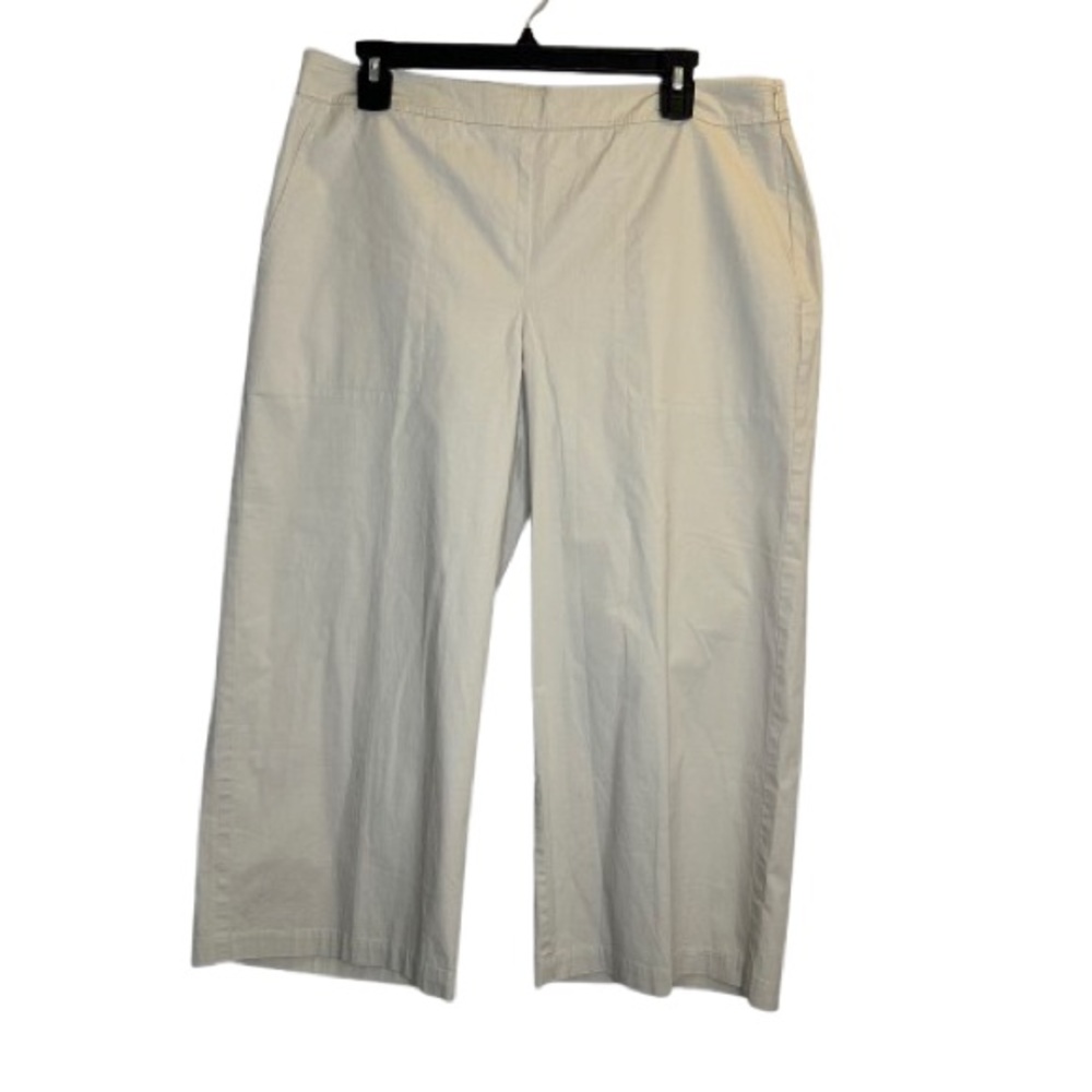 EILEEN FISHER Women’s Ivory Pants Organic Cotton Capri Side Zip Pocket Sz PL/PG